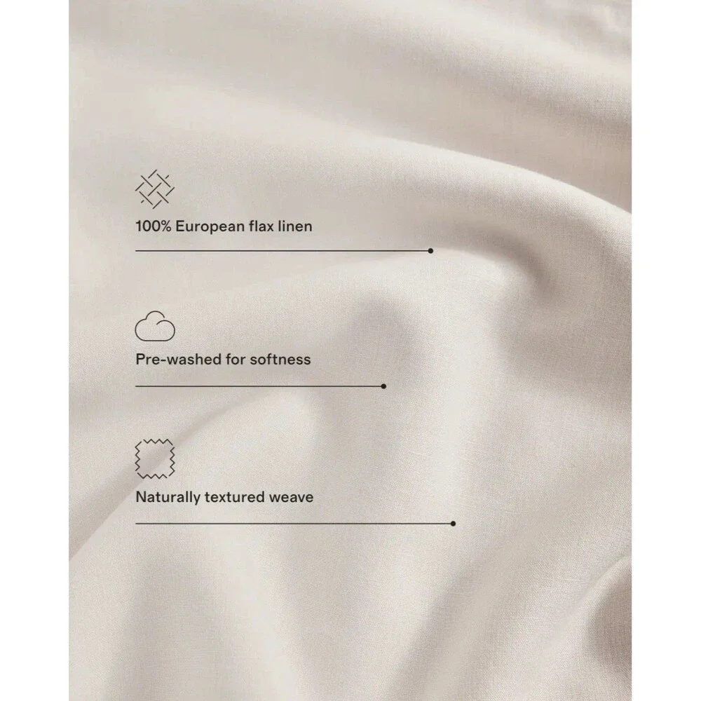 Quince Home European Linen Stripe Duvet Cover Natural/White Twin RARE